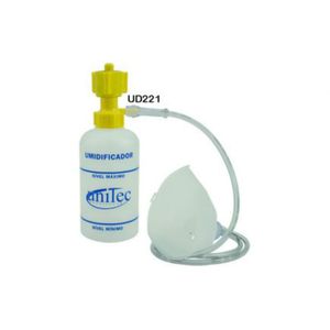 Kit Umidificador p/ Ar Comprimido - Frasco em PVC 250 ml e Máscara Adulto - Unitec - UD221