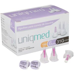Agulhas p/ Caneta de Insulina - Uniqmed- 31g 6mm 100un