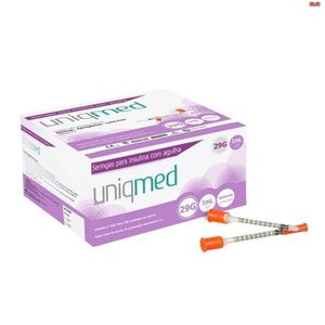 Seringas p/ Insulina c/ Agulha 29G 1,0ml 12,7mm - Uniqmed - Caixa c/ 100 Unidades