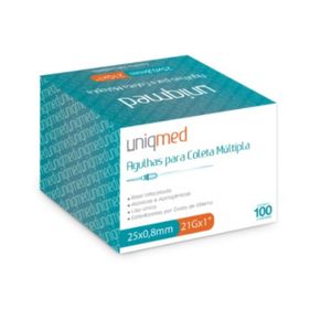 Agulhas para Coleta Múltipla 21G 25×0,8mm - Uniqmed
