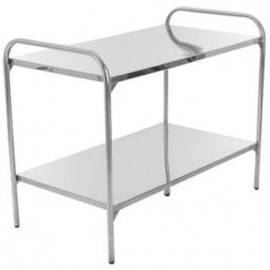 Mesa Auxiliar 90 x 50 x 80 c/ Tampo e Prateleira Inox c/ Ponteiras