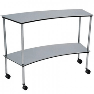 Mesa Semi-Circular Inox com Prateleira